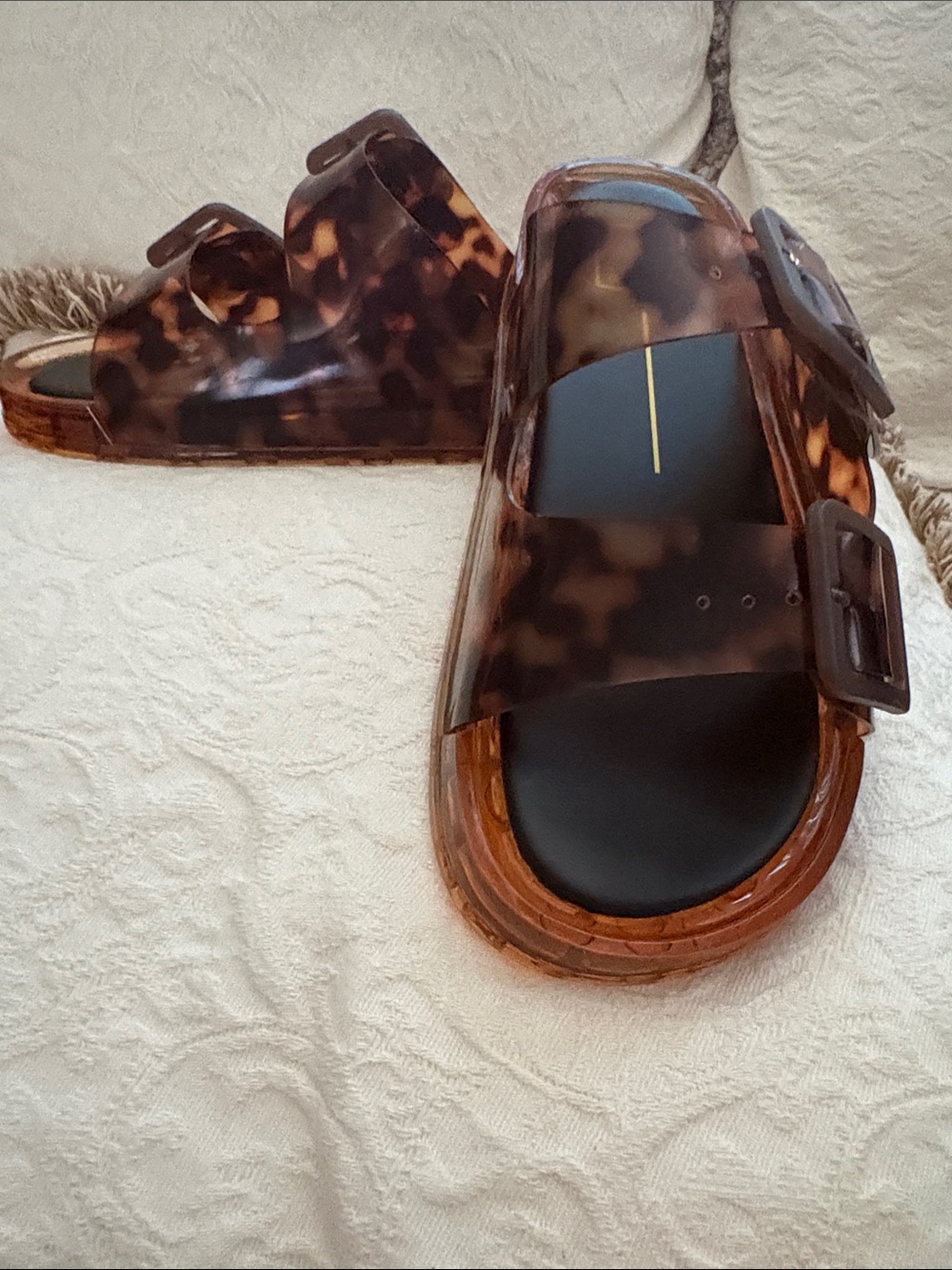 Dolce Vita Tortoiseshell Triple-Buckle Slide Sandals